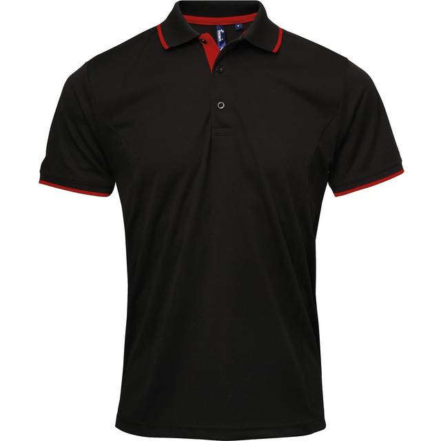 Premier Womens Contrast Coolchecker Polo PR619 Black / Red L Colour: B