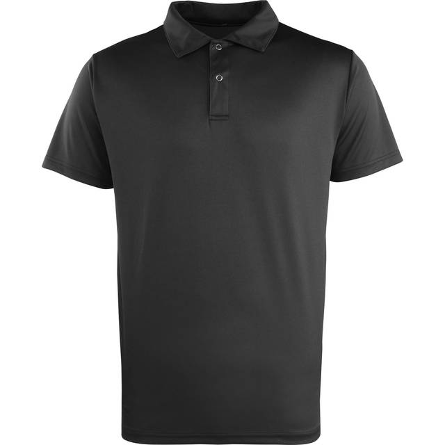 (S, Black) Premier Unisex Coolchecker Studded Plain Polo Shirt