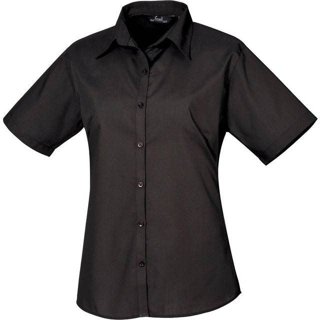 Premier Womens Short Sleeve Poplin Blouse PR302 Black 18 Colour: Black