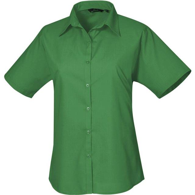 (12, Emerald) Premier Short Sleeve Poplin Blouse / Plain Work Shirt