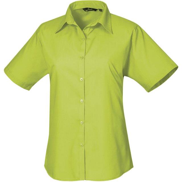(8, Lime) Premier Short Sleeve Poplin Blouse / Plain Work Shirt