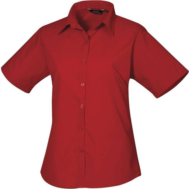 Premier Womens Short Sleeve Poplin Blouse PR302 Red 12 Colour: Red, Si