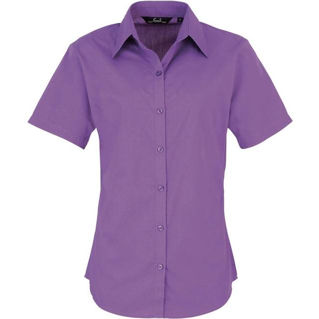 (20, Rich Violet) Premier Short Sleeve Poplin Blouse / Plain Work Shirt