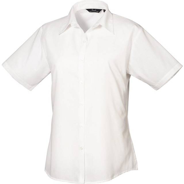 Premier Womens Short Sleeve Poplin Blouse PR302 White 18 Colour: White