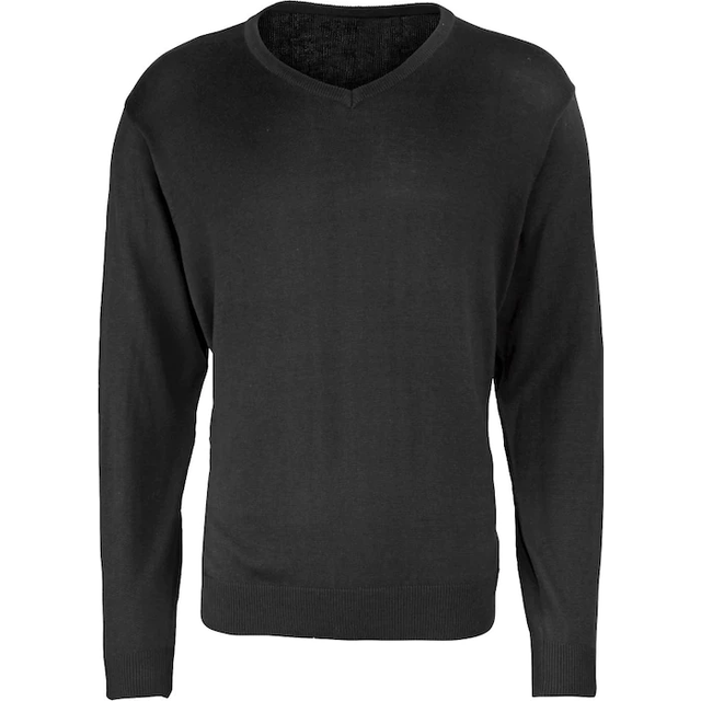 (2XL, Black) Premier Mens V-Neck Knitted Sweater
