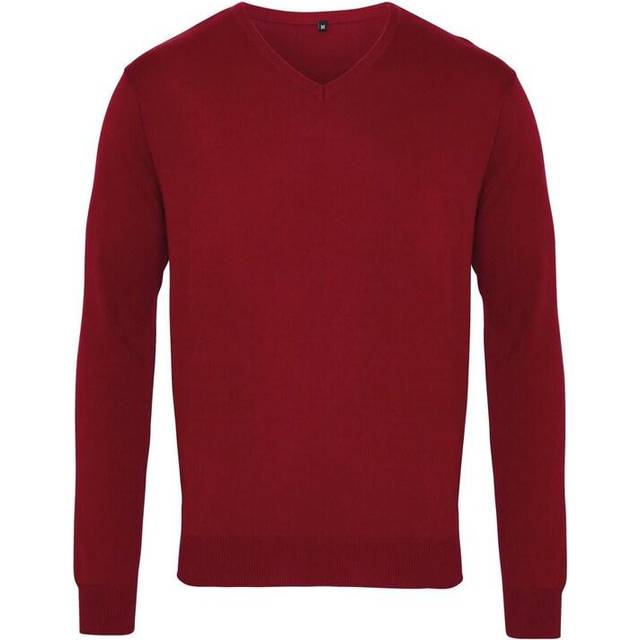 Premier V Neck Knitted Sweater PR694 Burgundy S Colour: Burgundy, Size