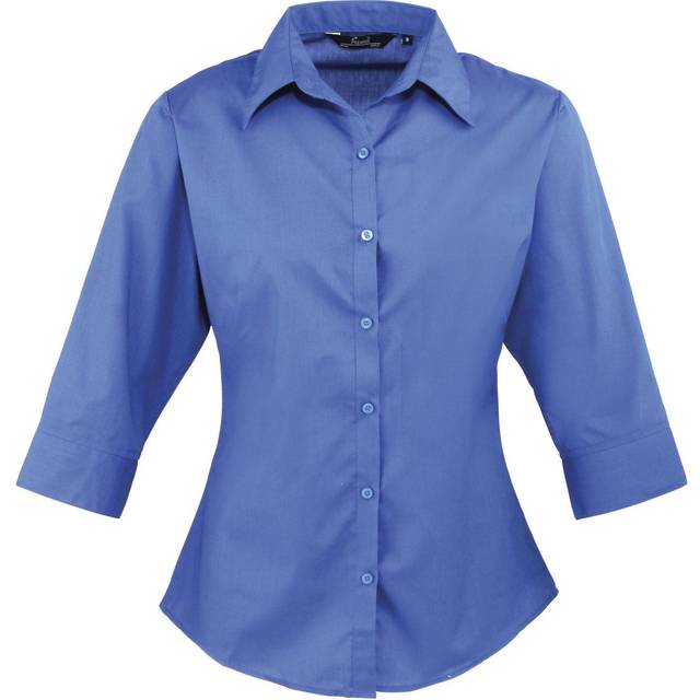 (18, Royal) Premier 3/4 Sleeve Poplin Blouse / Plain Work Shirt