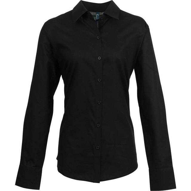 (20, Black) Premier Womens/Ladies Signature Oxford Long Sleeve Work Shirt