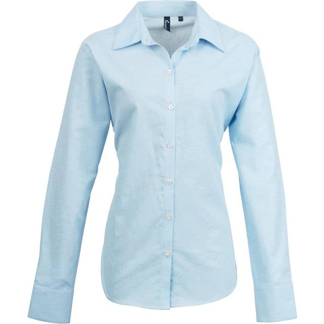Premier Womens/Ladies Signature Oxford Long Sleeve Work Shirt (Light Blue)