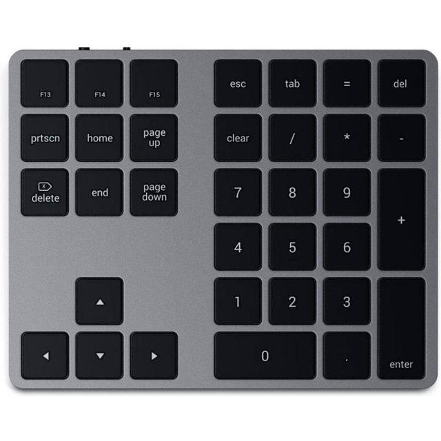 Satechi Numeriskt Bluetooth-tangentbord – Slimmat & Uppladdningsbart Numeriskt Tangentbord med 34 Tangenter – Passar 2022 MacBook Pro/Air M2, 2021 iPad Pro M1, iMac/iMac Pro, Mac Mini (Rymdgrå)
