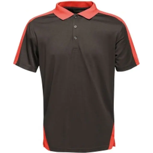 (L, Black/Classic Red) Regatta Mens Contrast Coolweave Polo Shirt