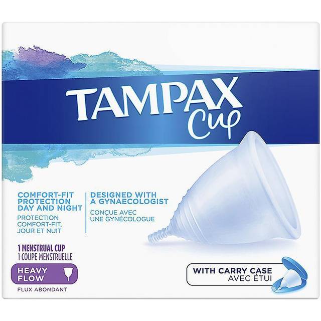Tampax Menstrual Cup Rikligt flöde, Komfort-Fit Dag och Natt, Tillverkad 100% med medicinsk silikon, Kliniskt testad, Lätt att rengöra, Återanvändbar, Inkluderar bärväska