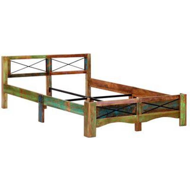 vidaXL Bed Frame without Mattress Solid Reclaimed Wood 140x200 cm - Multicolour