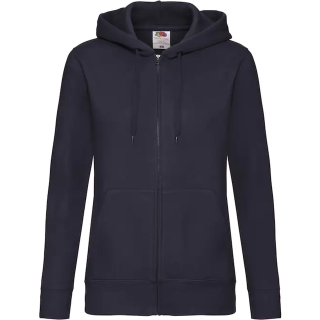 (S, Deep Navy) Fruit Of The Loom Ladies Lady-Fit Hooded Sweatshirt Jacket