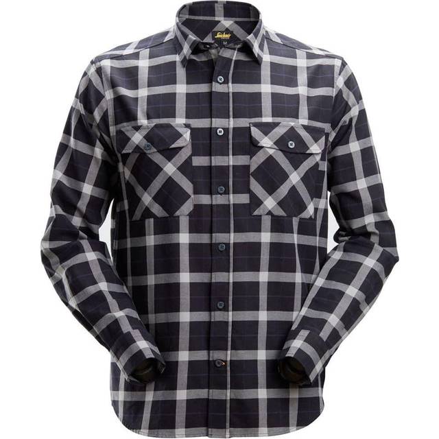 Snickers Workwear AllroundWork, rutig flanellskjortaSvart/Grå / XS