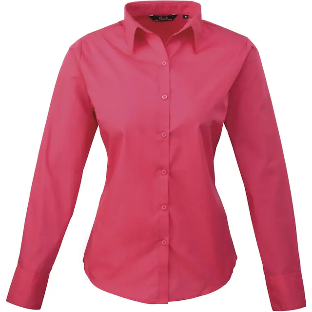 Premier Long Sleeve Poplin Blouse PR300 Hot Pink 20 Colour: Hot Pink,