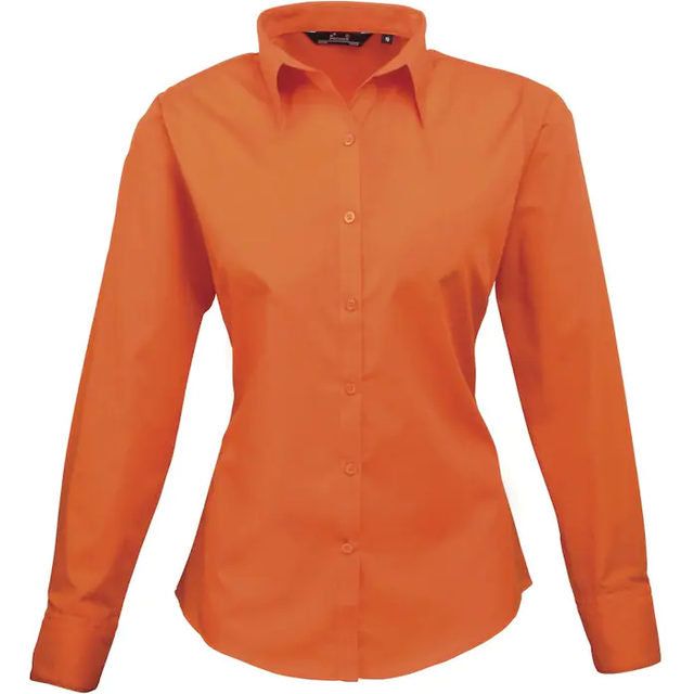 Premier Womens/Ladies Poplin Long-Sleeved Blouse