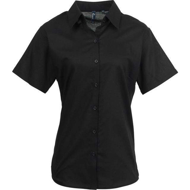 (18, Black) Premier Womens/Ladies Signature Oxford Short Sleeve Work Shirt