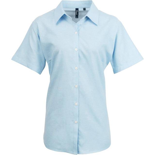(16, Light Blue) Premier Womens/Ladies Signature Oxford Short Sleeve Work Shirt