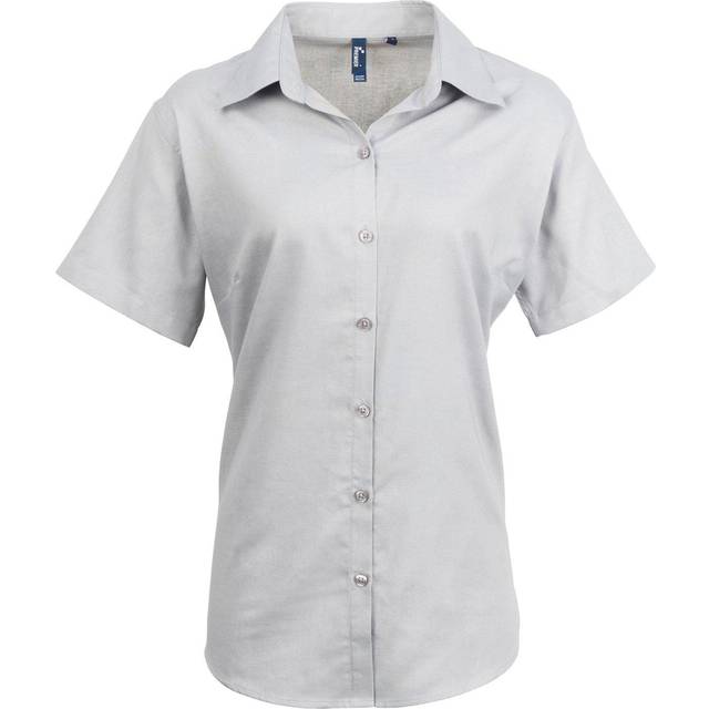 (20, Silver) Premier Womens/Ladies Signature Oxford Short Sleeve Work Shirt