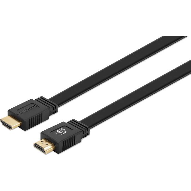 Manhattan HDMI Anslutningskabel HDMI-A-kontakt, HDMI-A-kontakt 15.00 m Svart 355650 4K UHD, dubbelt skärmad, Platt, Platt utförande HDMI-kabel