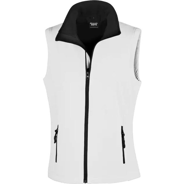 (XL, White / Black) Result Core Womens/Ladies Printable Softshell Bodywarmer