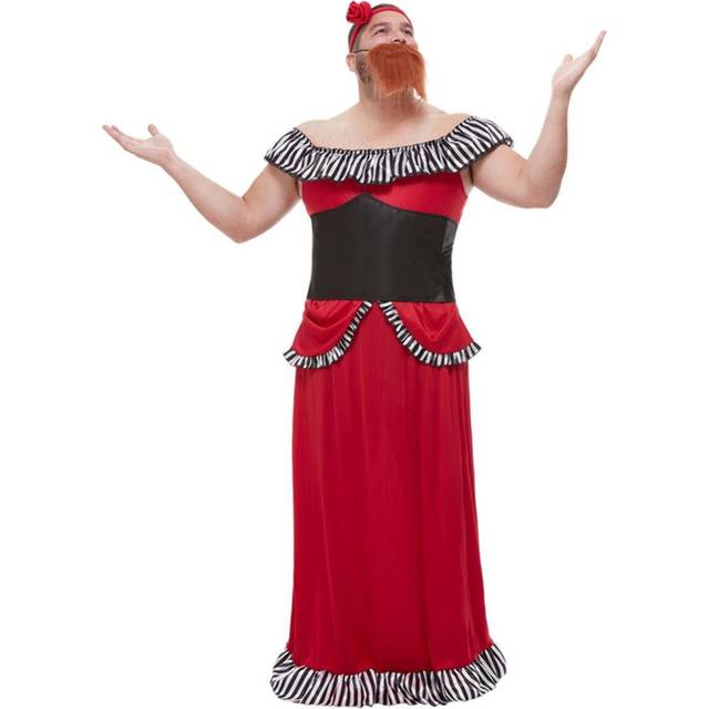 Bearded Lady costume Men with red corset dress headband and Bart Male costume Bearded Lady Size