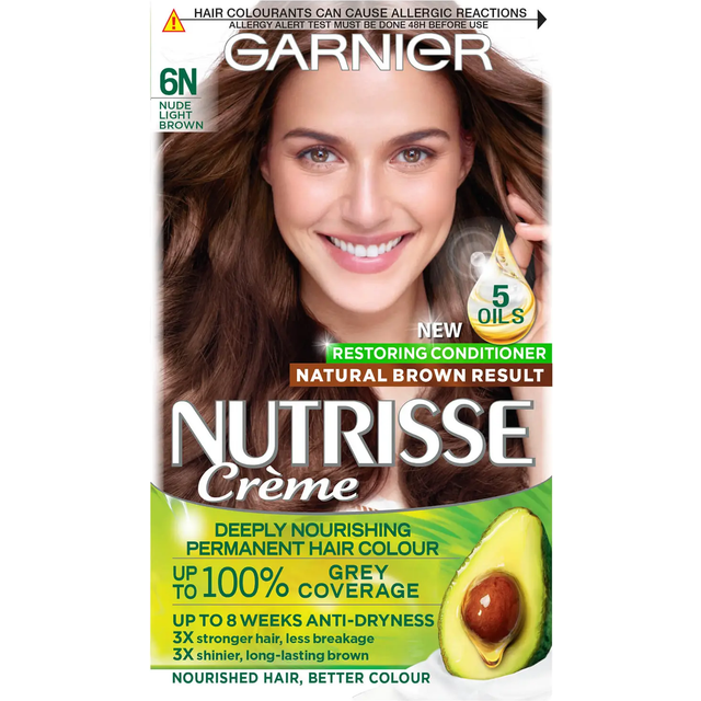 Garnier Nutrisse 6N Nude Light Brown Permanent Hair Dye