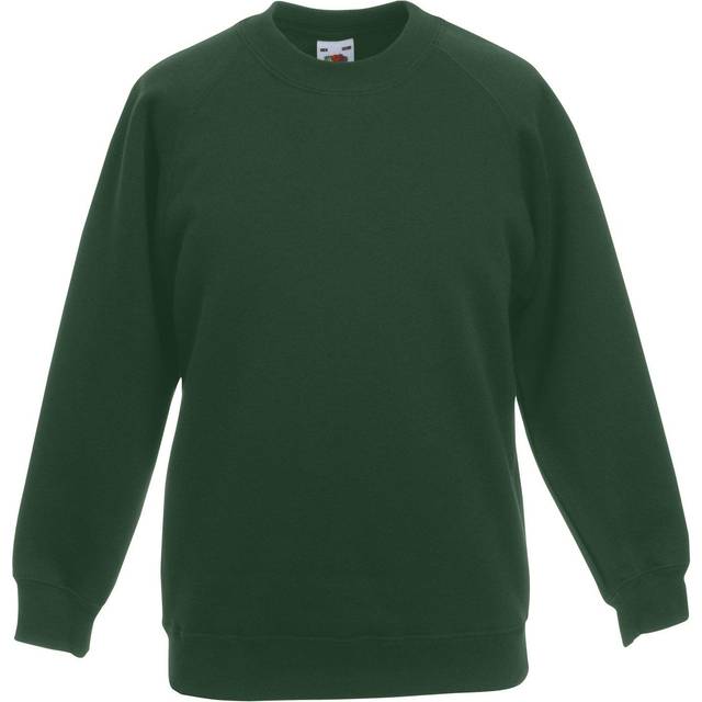 (3-4, Bottle Green) Fruit Of The Loom Childrens Unisex Raglan Sleeve Sweatshirt