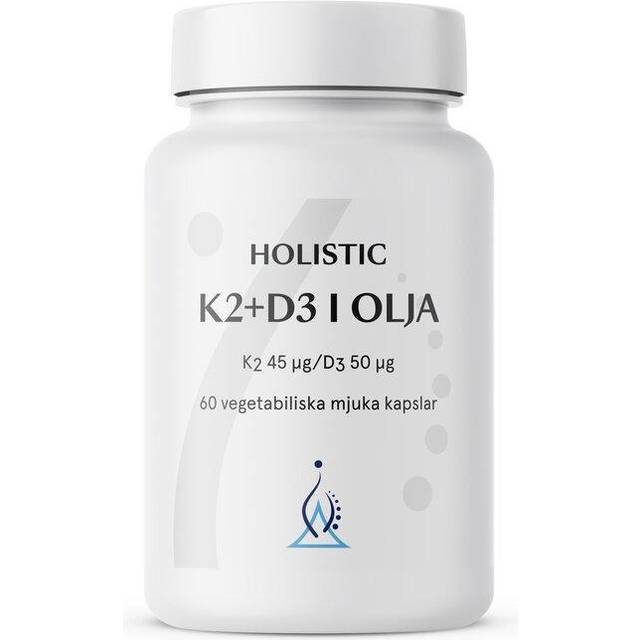 Holistic K2+D3-vitamin i olja, 60 kapslar