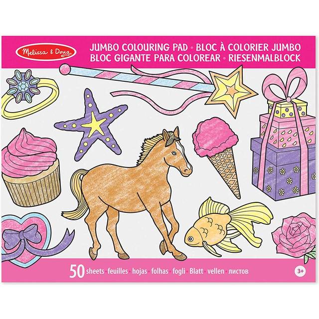Melissa & Doug Jumbo Colouring Pad 50 Outline Activity Sheets Age 3+ - Pink
