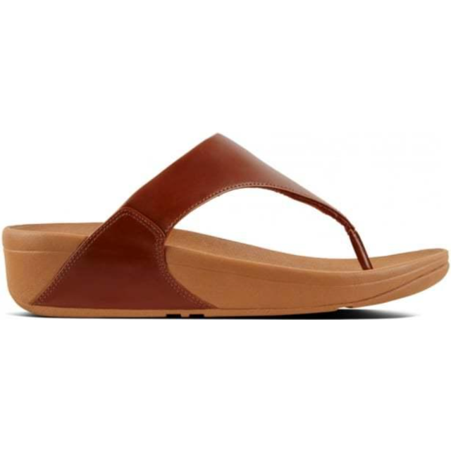 Fitflop Lulu läder tå-post stringsandaler för kvinnor, Ljusbrunt, 39 EU