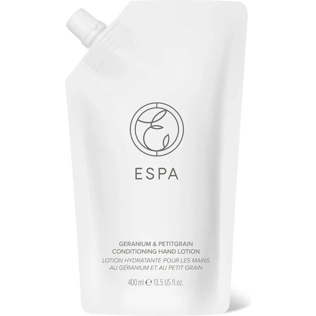 Espa conditioning hand lotion refill pouch 400ml geranium and petitgrain