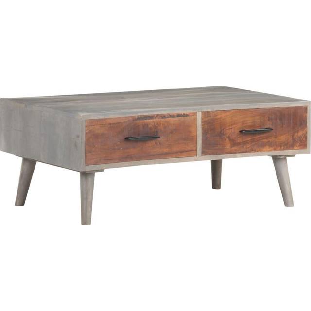 vidaXL Solid Rough Mango Wood Coffee Table Grey Center Table Living Room Home