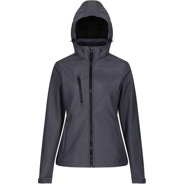 Regatta Womens Venturer Hooded Soft Shell Jacket - Seal Grey/black - 16