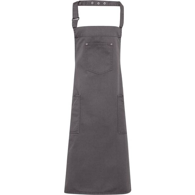 (One Size, Steel) Premier Unisex Chino Cotton Bib Apron