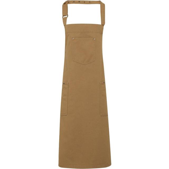 (One Size, Khaki) Premier Unisex Chino Cotton Bib Apron