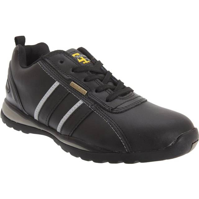 (5 UK, Black/Grey) Grafters Mens Safety Toe Cap Trainer Shoes