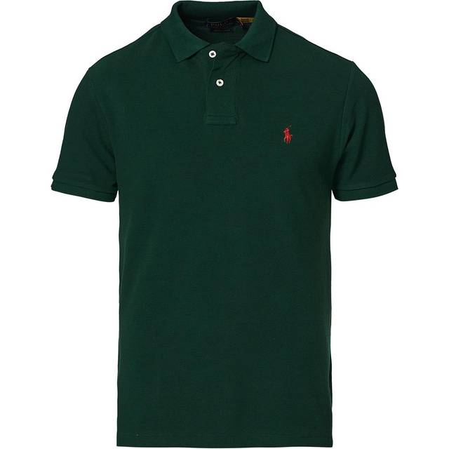 Dark Green Cotton Custom Slim-Fit Polo Shirt - L