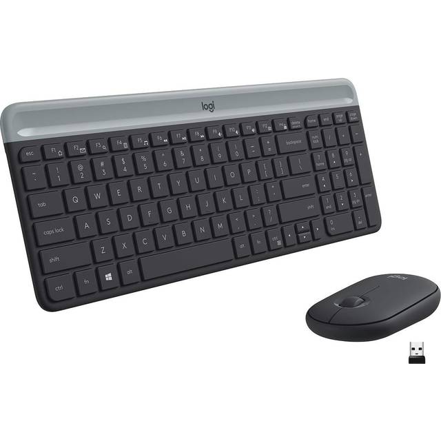Logitech MK470 – tunn trådlös tangentbords- och muskombination in Grafitgrå, Français (Azerty)
