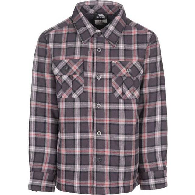 (7-8 Years, Dark Grey Check) Trespass Childrens/Kids Average Long Sleeved Gingham Shirt