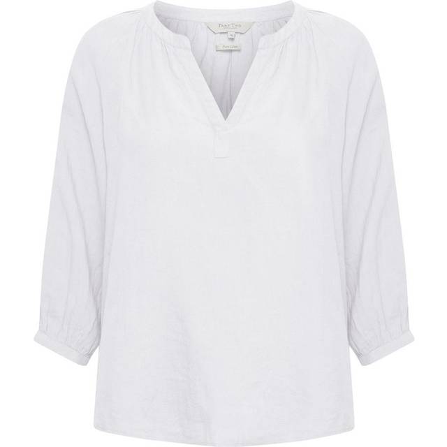 Del Two Hikma Relaxed fit 3/4 ärm blus dam, Ljus vit, 36