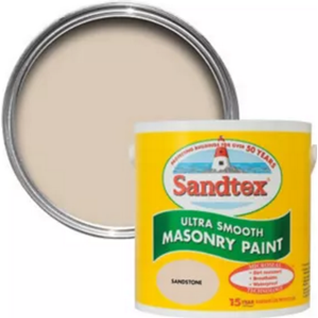 Sandtex Microseal Smooth Masonry Paint, Sandstone 2.5L, 15 Yr Protection, Paints, Wall and Ceiling Paints