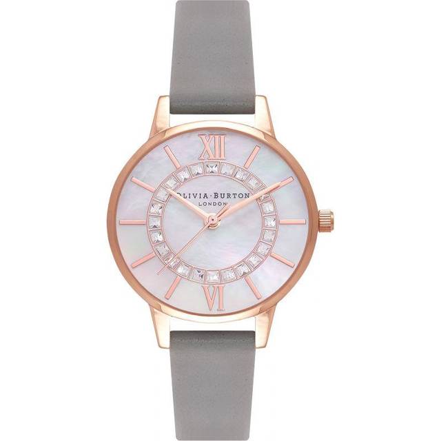 Authorized Distributor Olivia Burton Watch OB16WD92 Sparkle Wonderland Midi Gray Leather Rose Gold [OLIVIA BURTON] Women's &