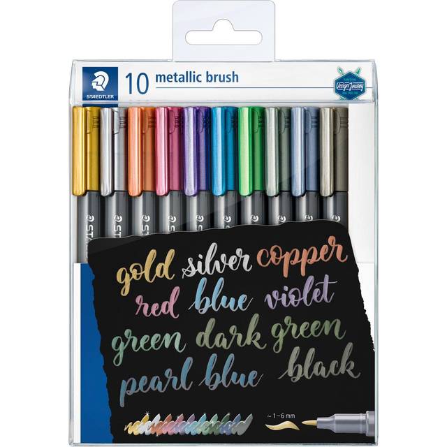 Staedtler 8321 Tb10 Metallic Brush Tip Pen Set | Assorted Colours | Pack 10
