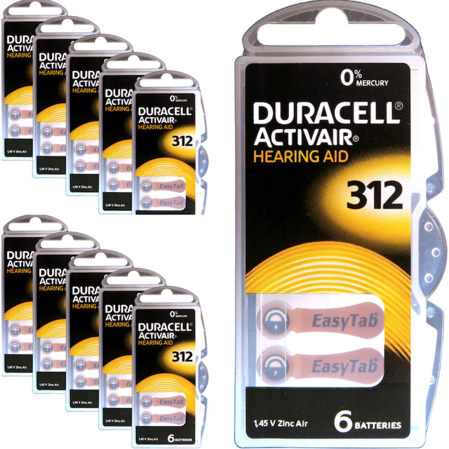 Duracell 312 hörapparatsbatteri 6x