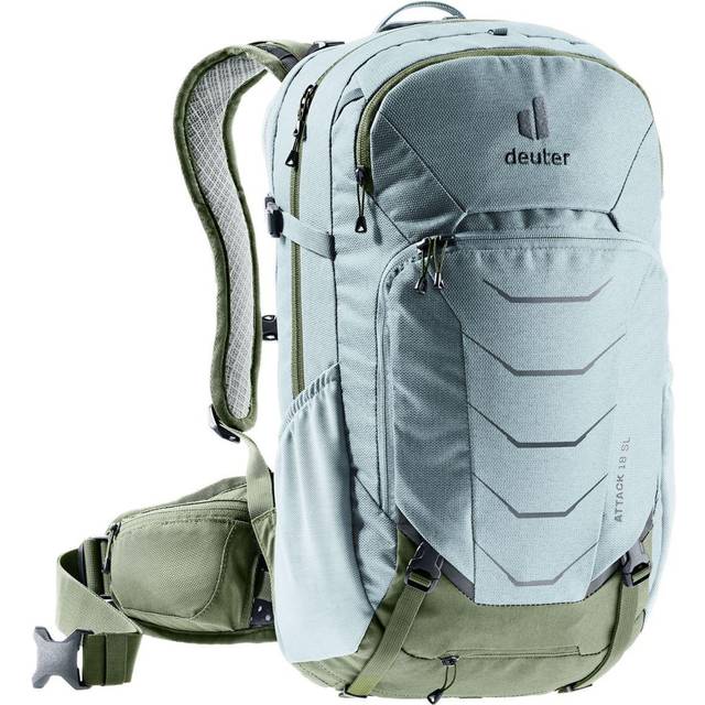 Deuter Attack 18 SL Women's Cycling Back Protector Backpack, 18L - Blue/Green/Grey