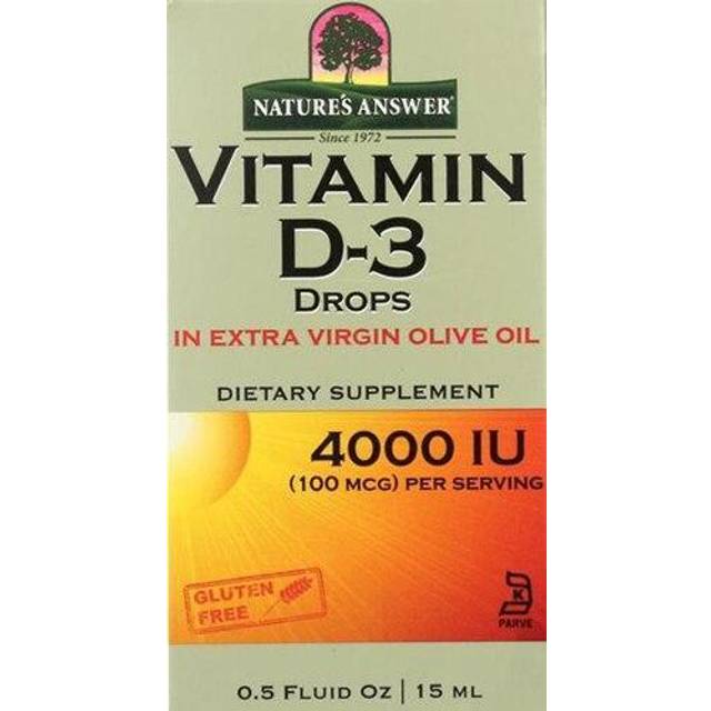 Nature's Answer  Vitamin D-3 Drops  In Extra Virgin Olive Oil  100 mcg (4 000 IU)  0.5 fl oz (15 ml)
