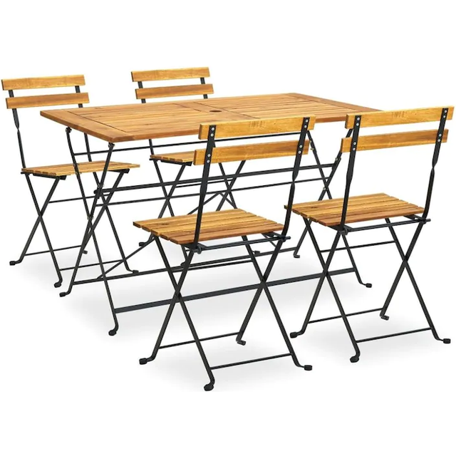 Vidaxl 5 Piece Folding Outdoor Dining Set Solid Acacia Wood