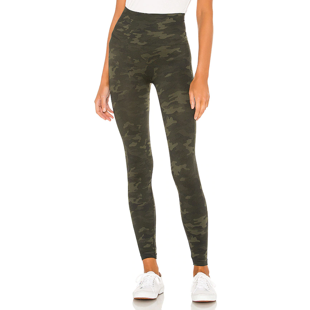 SPANX Seamless Leggings for Women Tummy Control Green Camo SM One Size